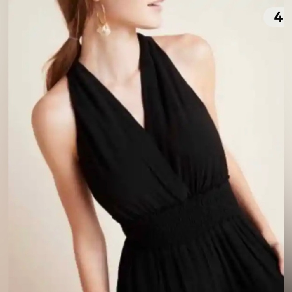 NWOT Anthropologie Black Bionda Plisse Jumpsuit - Picture 3 of 11